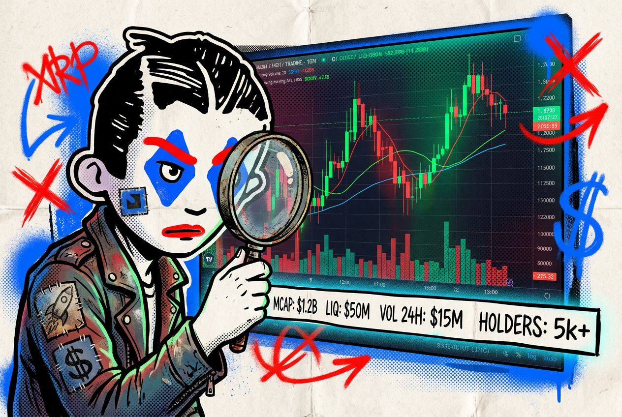 Mascot inspecting a live trading chart with a magnifying glass
